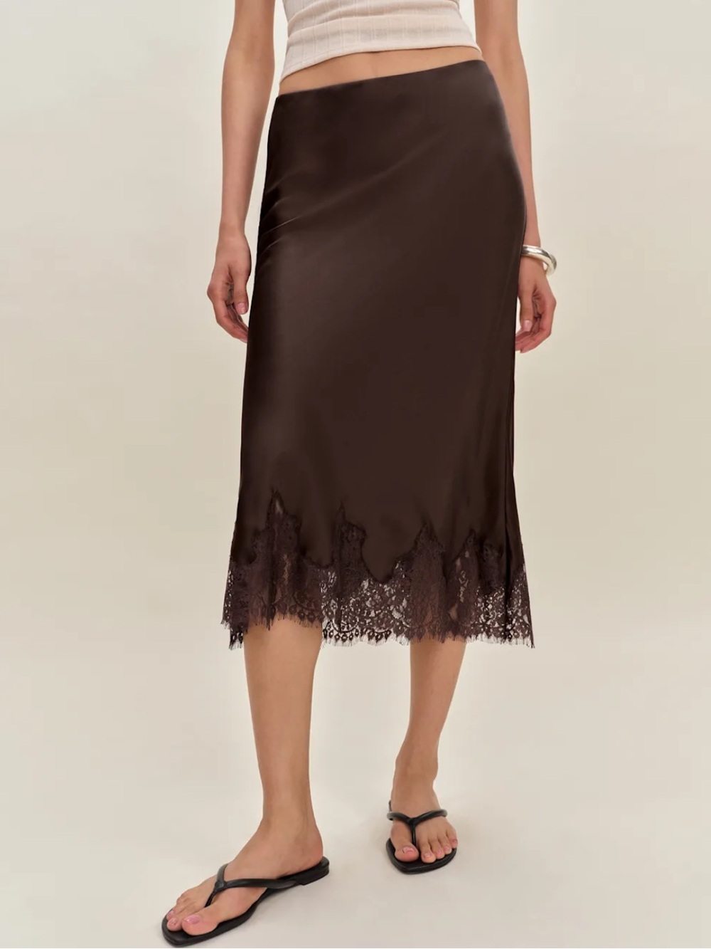 NWT Reformation Carolina Silk Skirt - Black Bean - Picture 3 of 10